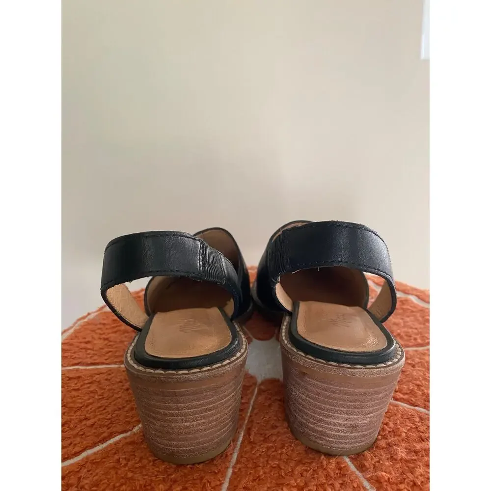 Madewell Jess slingback mules 2” heel black leather 6.5